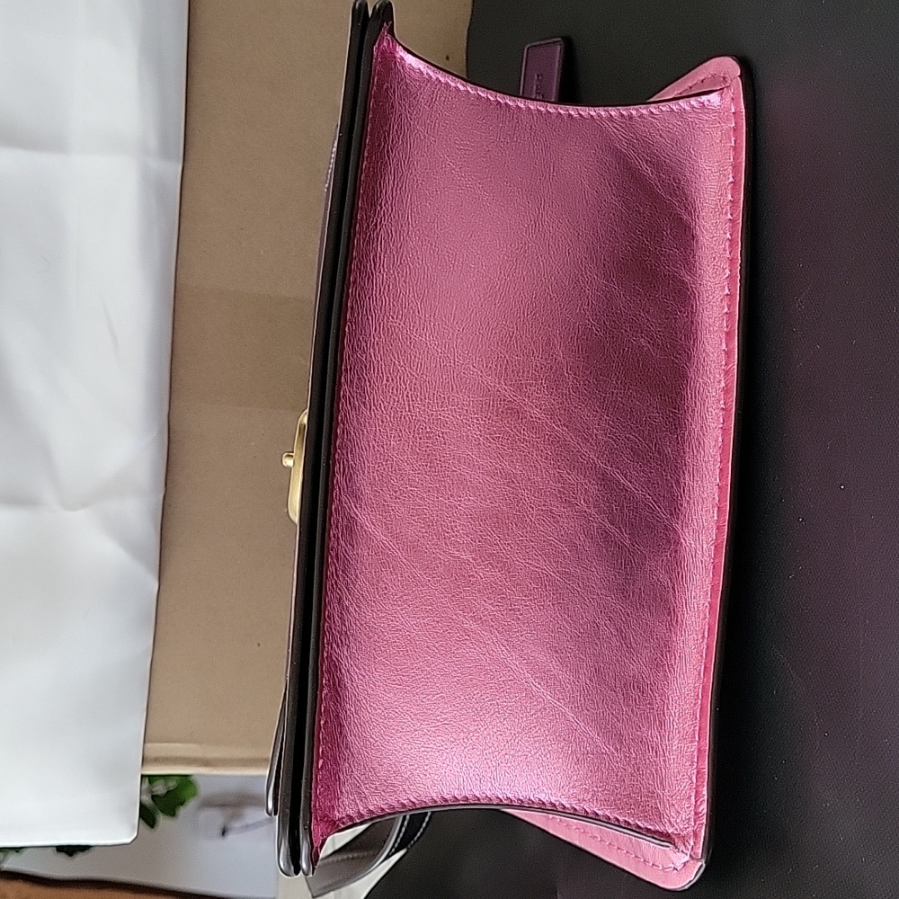 COACH PARKER Metallic Color Block Purple Leather Top Handle Crossbody Set EUC - Picture 10 of 11
